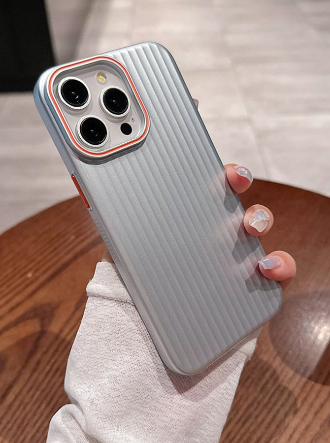 iPhone 12/12 Pro Premium Ultra Thin Corrugated Matte Non-Slip Case, Metallic Paint Striped Waves Bumper Hard PC Slim Cover For iPhone 12/12 Pro - Titanium - Image 1