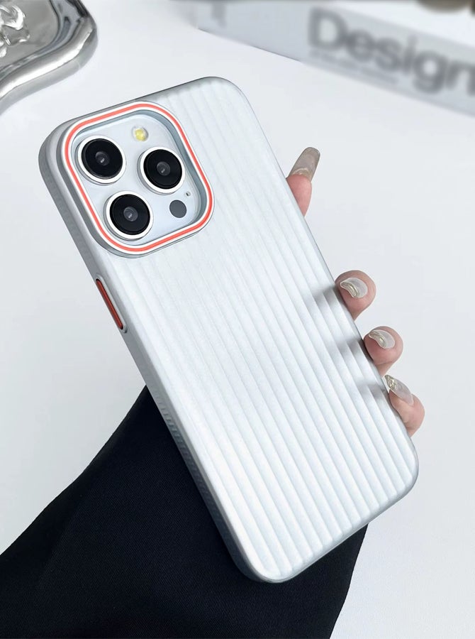 iPhone 12/12 Pro Premium Ultra Thin Corrugated Matte Non-Slip Case, Metallic Paint Striped Waves Bumper Hard PC Slim Cover For iPhone 12/12 Pro - Titanium - Image 2