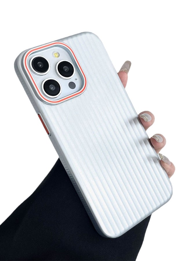 iPhone 12/12 Pro Premium Ultra Thin Corrugated Matte Non-Slip Case, Metallic Paint Striped Waves Bumper Hard PC Slim Cover For iPhone 12/12 Pro - Titanium - Image 3