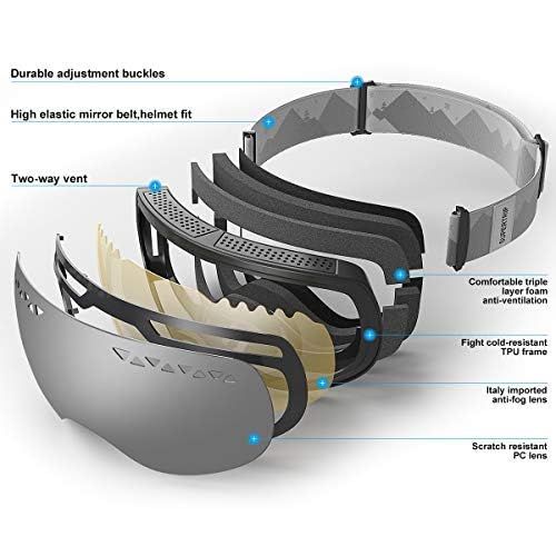 Supertrip Professional Ski Goggles for Men and Women Double Lens Anti-Fog Big Spherical Skiing Unisex Multicolor Snow Goggles - Image 5