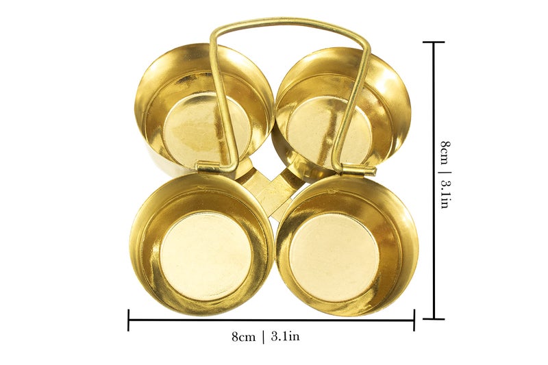 Spillbox Brass Puja Roli Chawal Kunkuma Turmeric Sandal 4 Bowl Stand for Temple Home - Image 5