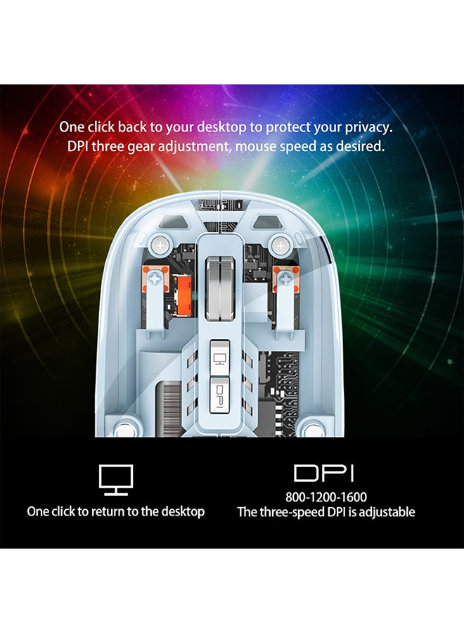 O Ozone Bluetooth Wireless Mouse, Transparent Magnetic Mouse Triple Mode USB C Rechargeable Slim Silent Computer Mice - Grey  - Image 2