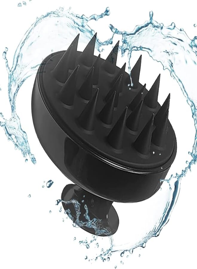 Bsisme Hair Brush, Scalp Massager and Shampoo Brush Scrubber, Soft Silicone Bristles for Wet and Dry Hair, Professional Hair Brush, Anti-Dandruff Brush & Hair Massager (Normal Black)