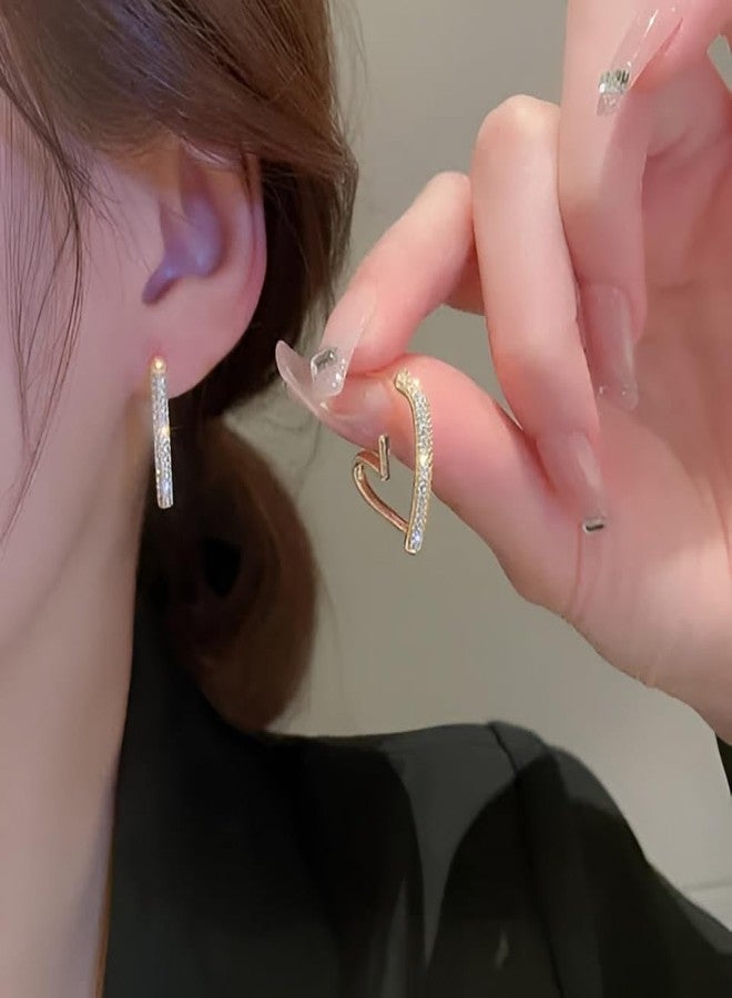 SHAHEEBA Gold Tone Heart Shape Drop Earrings for Women | French Style Alloy Earrings with Crystal Accent | Lightweight Fashion Earrings for Party, Wedding, Festival wear - Image 5