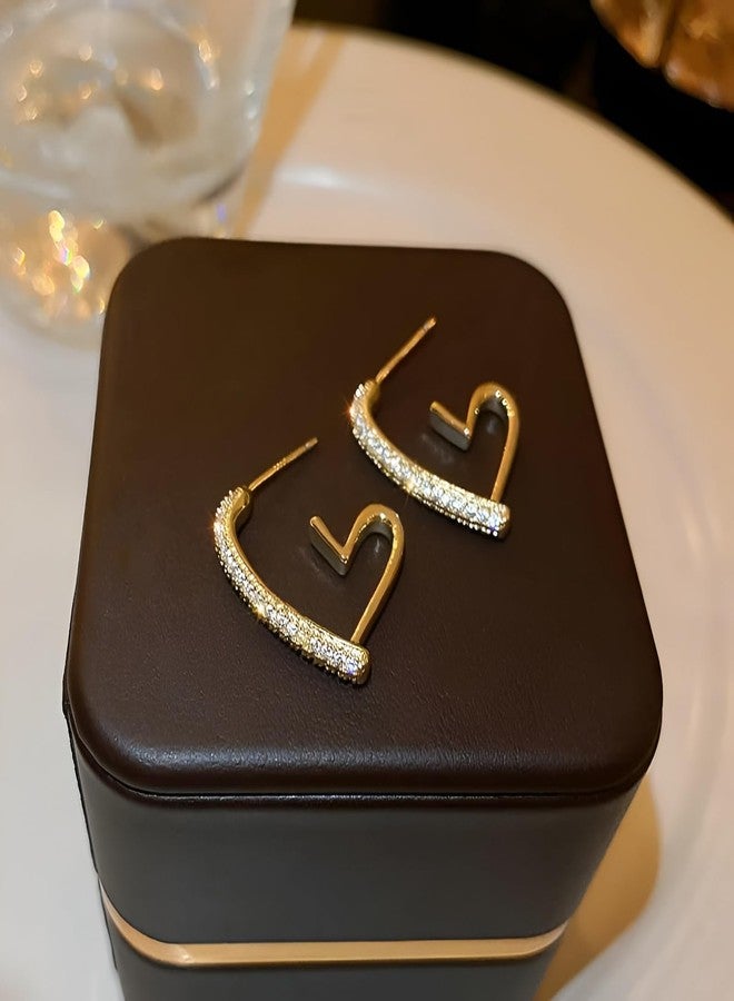 SHAHEEBA Gold Tone Heart Shape Drop Earrings for Women | French Style Alloy Earrings with Crystal Accent | Lightweight Fashion Earrings for Party, Wedding, Festival wear - Image 4