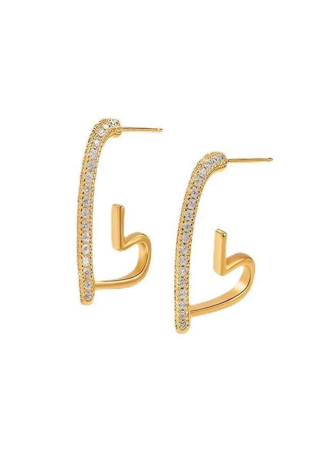SHAHEEBA Gold Tone Heart Shape Drop Earrings for Women | French Style Alloy Earrings with Crystal Accent | Lightweight Fashion Earrings for Party, Wedding, Festival wear - Image 1