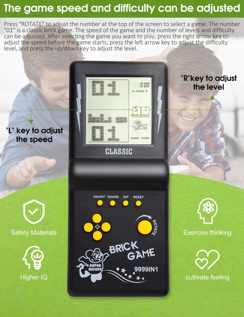 HLF 3.5-inch Large Screen Retro Brick Game Console for The 80s/90s Build in Block Game Racing/Tank Built-in 23 Classic Games Nostalgic Puzzle Children's Console (Black) - Image 4