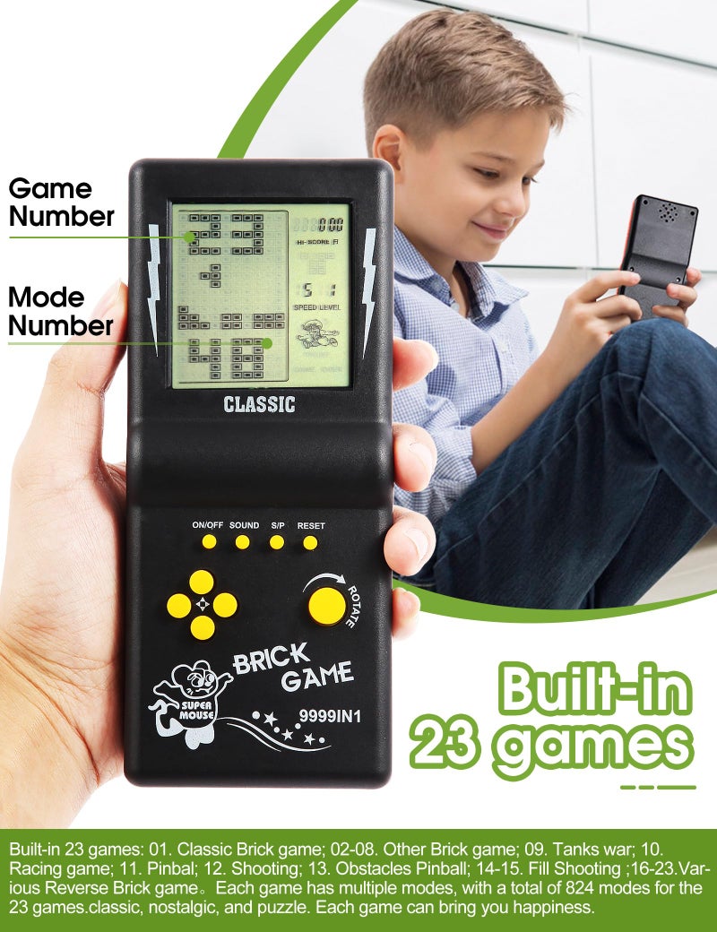 HLF 3.5-inch Large Screen Retro Brick Game Console for The 80s/90s Build in Block Game Racing/Tank Built-in 23 Classic Games Nostalgic Puzzle Children's Console (Black) - Image 3