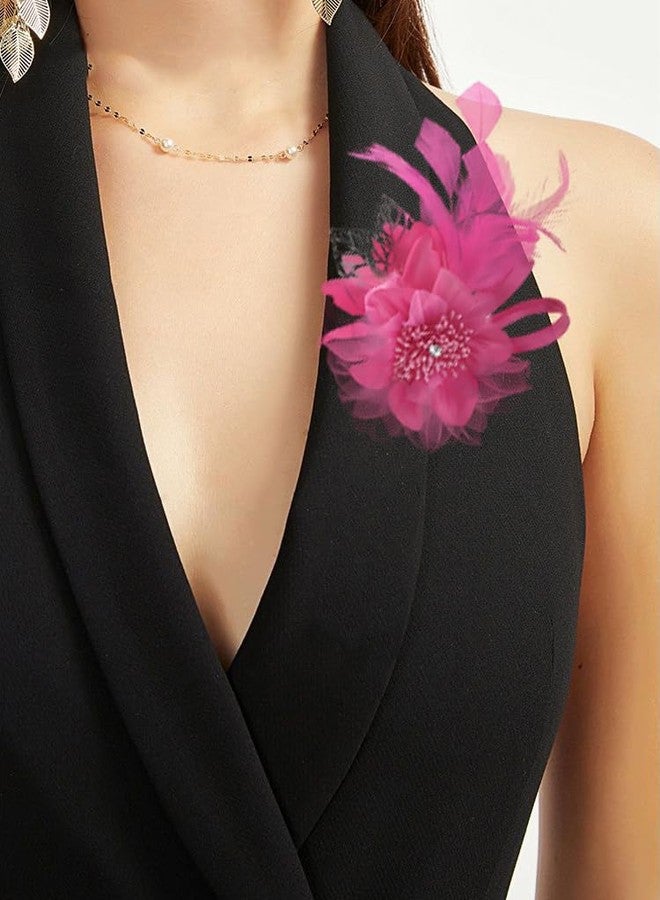 OIDIMS بروشات زهور كبيرة جدًا للنساء، دبابيس طية صدر السترة، بروشات قماشية رقيقة، زهرة كاميليا كبيرة، مشبك شعر مزين بالزهور لحفلات الزفاف، حفلات التخرج، الرقص، المآدب، إكسسوارات الملابس، مجوهرات - Image 2