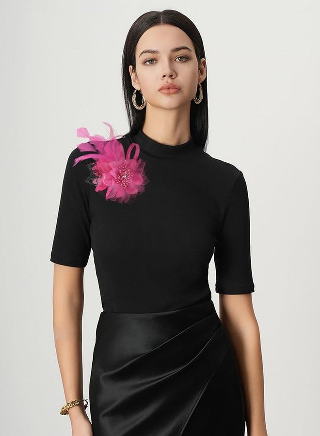 OIDIMS بروشات زهور كبيرة جدًا للنساء، دبابيس طية صدر السترة، بروشات قماشية رقيقة، زهرة كاميليا كبيرة، مشبك شعر مزين بالزهور لحفلات الزفاف، حفلات التخرج، الرقص، المآدب، إكسسوارات الملابس، مجوهرات - Image 3