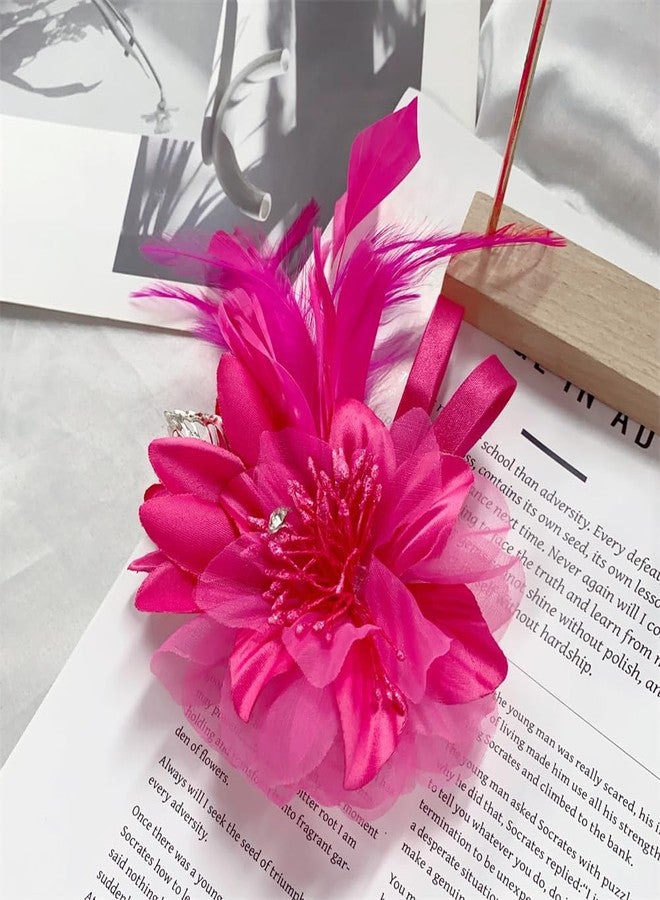 OIDIMS بروشات زهور كبيرة جدًا للنساء، دبابيس طية صدر السترة، بروشات قماشية رقيقة، زهرة كاميليا كبيرة، مشبك شعر مزين بالزهور لحفلات الزفاف، حفلات التخرج، الرقص، المآدب، إكسسوارات الملابس، مجوهرات - Image 5