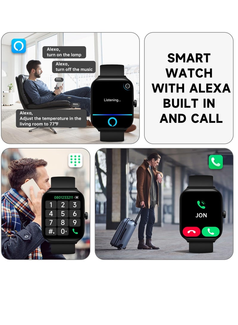 Excefore Smart Watches for Men Women, Alexa Built in & Bluetooth Call(Answer/Make), 1.95" Full Touch Screen Fitness Tracker, IP68 Waterproof Heart Rate Sleep Monitor, 100+ Sport Modes, for iPhone Android  - Image 2