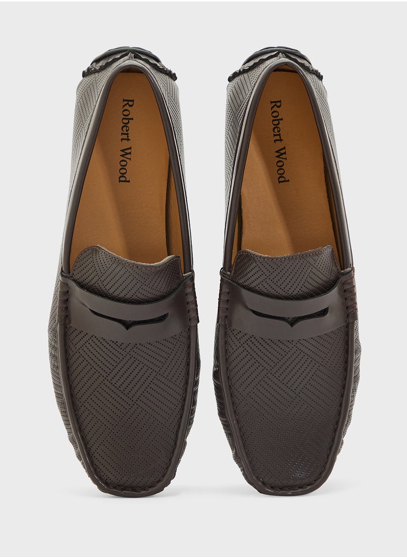 Robert Wood Perforation Detail Casual Loafers  - Image 4
