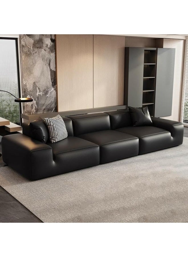 Zayn comforts Modern Extra Long Anti Cat Scratch Leather Sofa Without Arm Type-279.4 x 99.06 x 78.74 cm Black