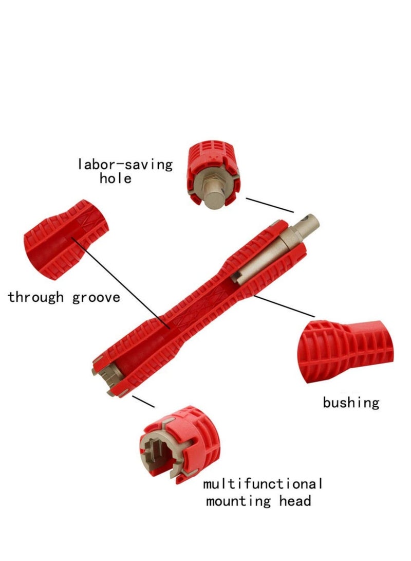 Zikra 16 (8-in-1) Faucet and Sink Installer, Multi-purpose Wrench Plumbing Tool for Toilet Bowl/Sink/Bathroom/Kitchen Plumbing and More (red) - Image 2