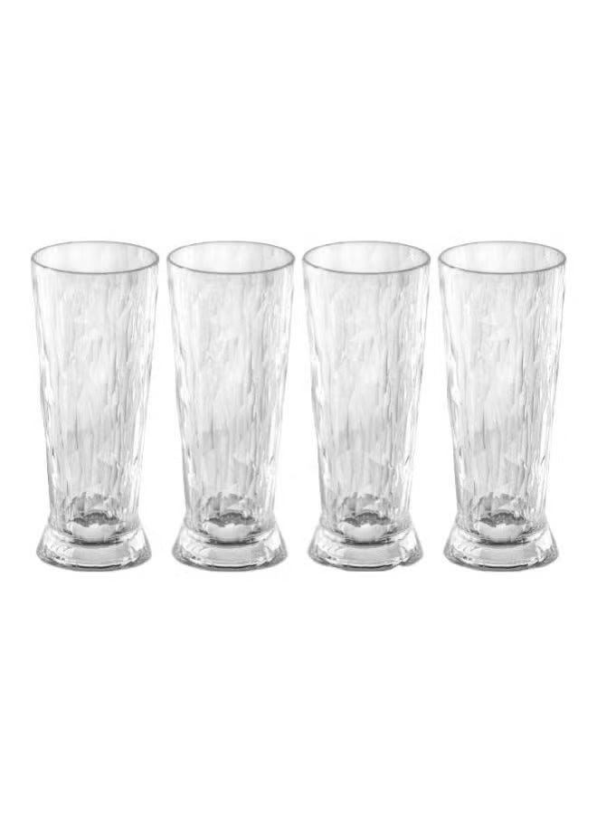 Koziol Beer Glass Pilsner Transparent Club No 10 300 to 410ml, Polycarbonate (Pack of 4)