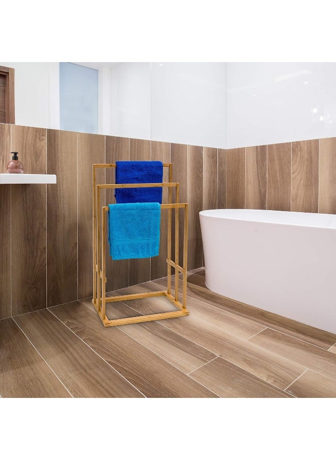 Relaxdays - Bathroom Solutions Handdoekrek Bamboe Trio - Image 1