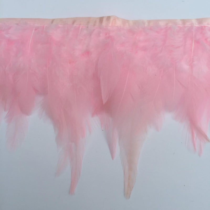 Shekyeon 2yards Rooster Hackle Feather Trim Fringe for DIY Clothing Craft Dress Decoration(Pink) - Image 2