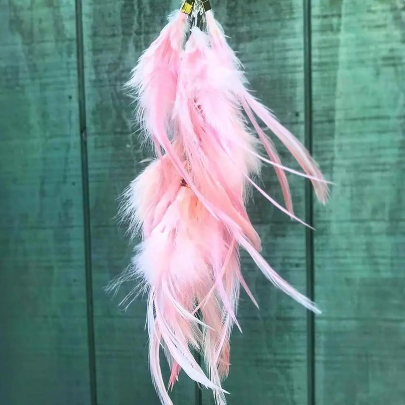 Shekyeon 2yards Rooster Hackle Feather Trim Fringe for DIY Clothing Craft Dress Decoration(Pink) - Image 3