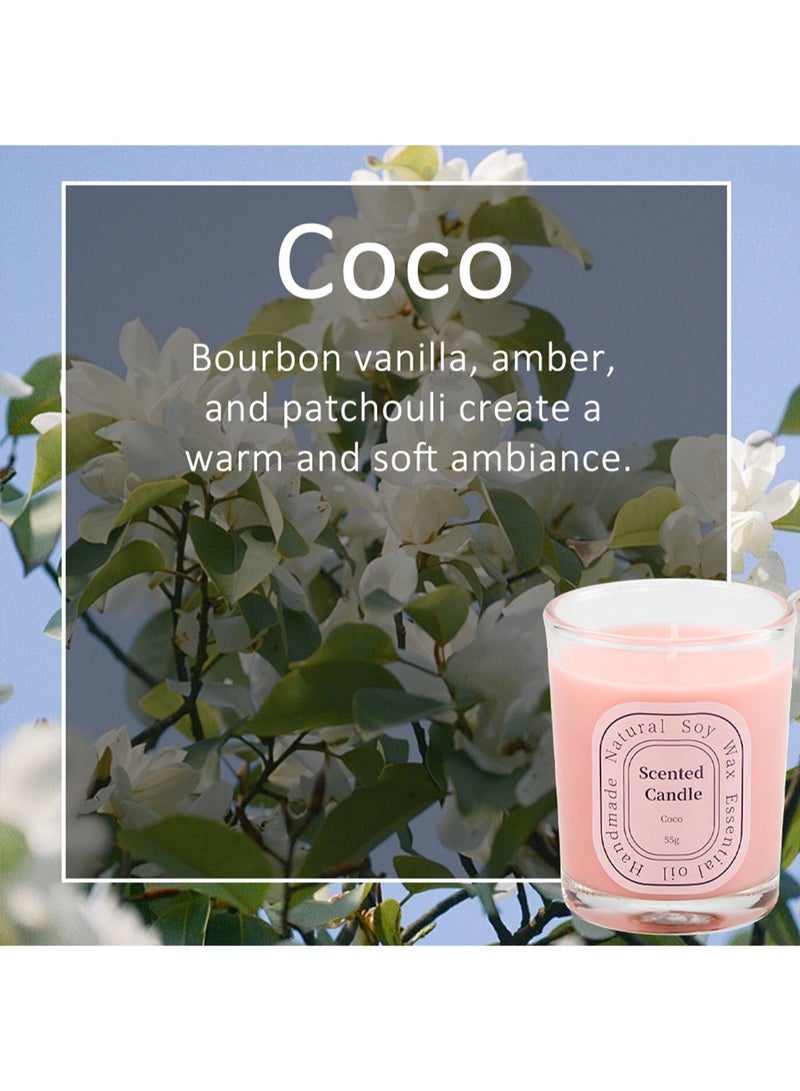 شمعة معطرة، برطمان علاج عطري طويل الأمد من شمع الصويا الطبيعي معطر جو للمنزل، يوجا 55 جرام (جوز الهند)  - Image 3