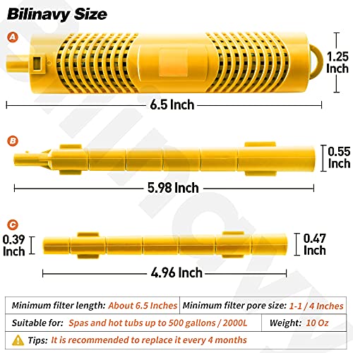 Bilinavy Spa in-Filter Mineral Sticks Parts for Hot Tub Filter Cartridge, Last for 4 Months, Yellow, 2PCS - Image 2