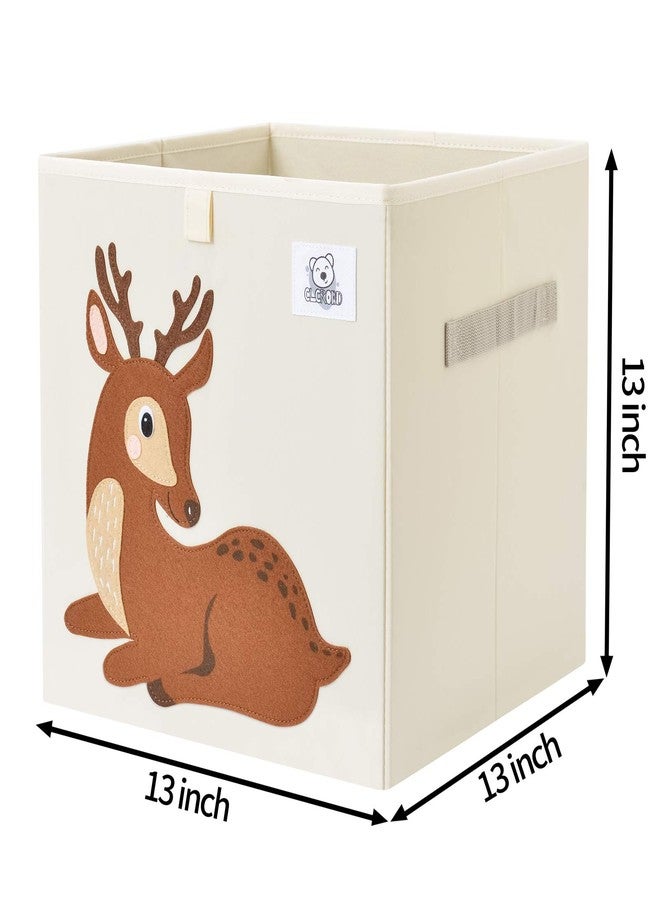 CLCROBD Foldable Animal Cube Storage Bins Fabric Toy Box/Chest/Organizer for Toddler/Kids Nursery, Playroom, 13 inch (Deer) - Image 2