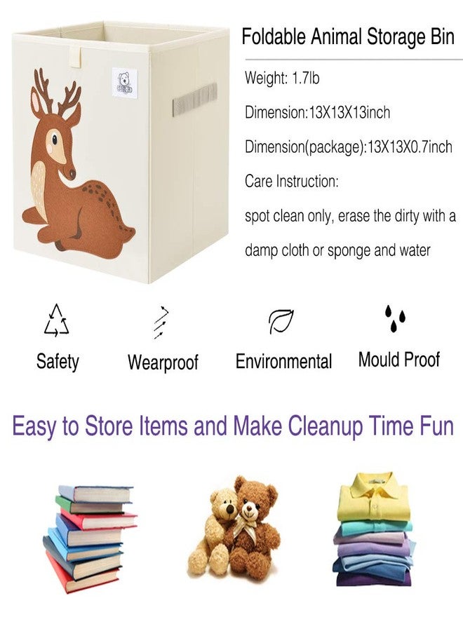 CLCROBD Foldable Animal Cube Storage Bins Fabric Toy Box/Chest/Organizer for Toddler/Kids Nursery, Playroom, 13 inch (Deer) - Image 3