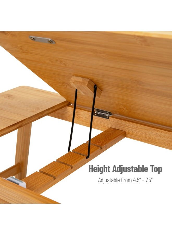 Mind Reader Lap Desk Laptop Stand, Bed Tray, Dorm Room, Folding Legs, Rayon From Bamboo, 21.25"L x 13.19"W x 8.25"H, Brown - Image 4