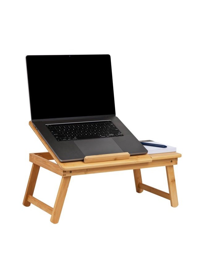 Mind Reader Lap Desk Laptop Stand, Bed Tray, Dorm Room, Folding Legs, Rayon From Bamboo, 21.25"L x 13.19"W x 8.25"H, Brown - Image 1