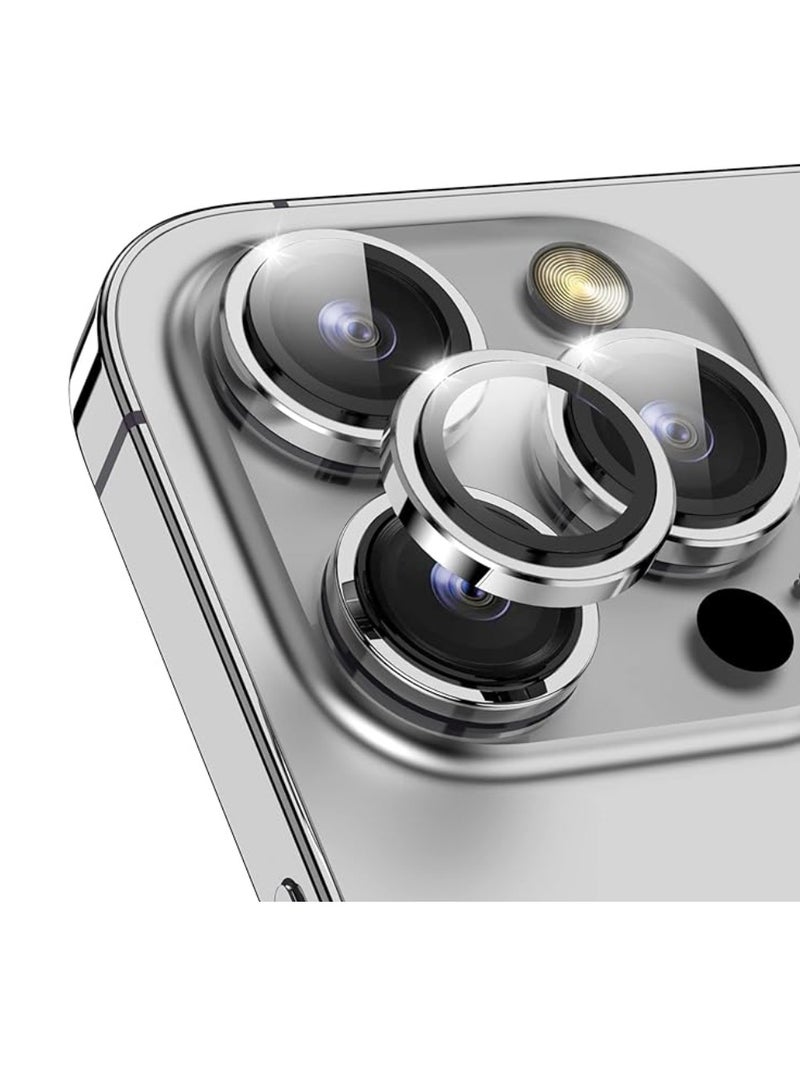 Yuwell Pack Of 3 Pieces Premium Camera Lens Protector With Tempered Glass For Apple iPhone 15 Pro And 15 Pro Max Silver  - Image 1