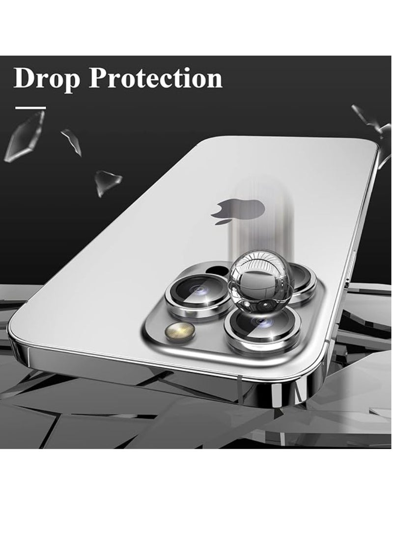 Yuwell Pack Of 3 Pieces Premium Camera Lens Protector With Tempered Glass For Apple iPhone 15 Pro And 15 Pro Max Silver  - Image 2