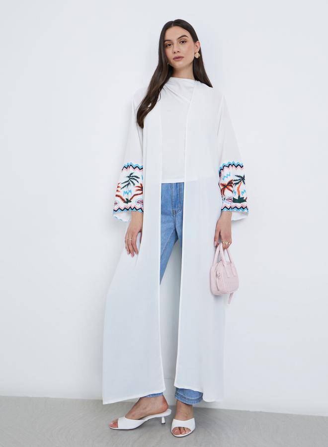 Take Two Embroidered Side Slit Maxi Kimono - Image 1