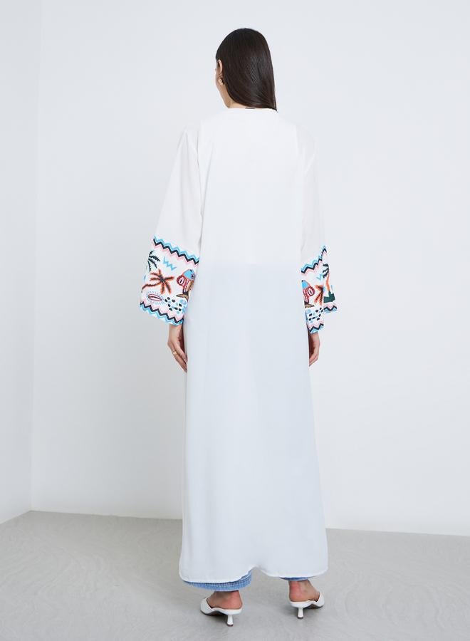 Take Two Embroidered Side Slit Maxi Kimono - Image 4