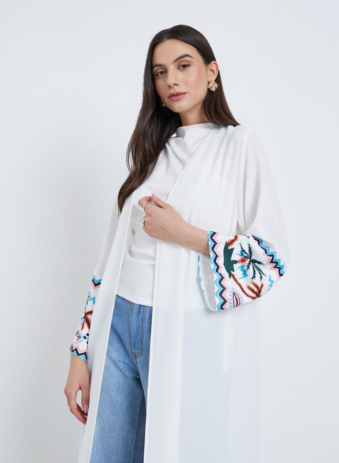 Take Two Embroidered Side Slit Maxi Kimono - Image 2