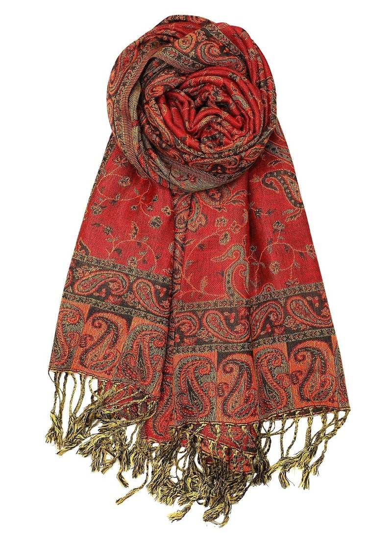 كوفوز شال المرأة، وشاح الحرير الكشمير، Ponchos الناعمة، لونين الزهور الورود المنعكس وشاح بشمينا شال لف الكرسة للنساء مع الهامش - Image 4