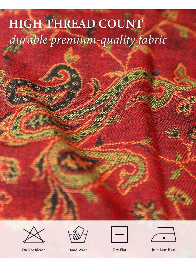 كوفوز شال المرأة، وشاح الحرير الكشمير، Ponchos الناعمة، لونين الزهور الورود المنعكس وشاح بشمينا شال لف الكرسة للنساء مع الهامش - Image 2