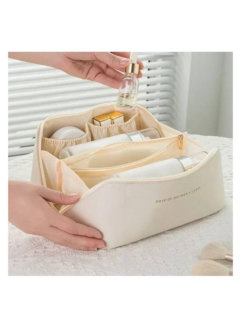 شنطه مكياج منظم  هتجمعي فيه كل حاجه الخامه جلد عالية الجودة  متوفر لون بني IR - Image 4