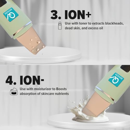 Q DEVICES Ultrasonic Facial Skin Scrubber – 4 Modes for Deep Cleansing & Lifting – Blackhead Remover & Pore Cleaner with Stainless Steel Spatula, 24000/min High Vibration, Silicone Covers, Rechargeable - Image 3