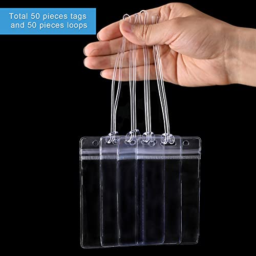 Lecpeting 50 Pcs Clear Luggage Tags Bag Tags Holder Identification ID Card Badge Holder with 50 Pcs Clear Luggage Tag Loop Straps for Business Travel and Office Supplies - Image 5
