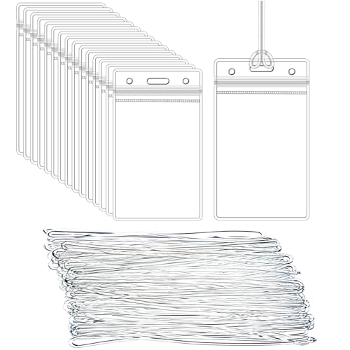 Lecpeting 50 Pcs Clear Luggage Tags Bag Tags Holder Identification ID Card Badge Holder with 50 Pcs Clear Luggage Tag Loop Straps for Business Travel and Office Supplies - Image 1