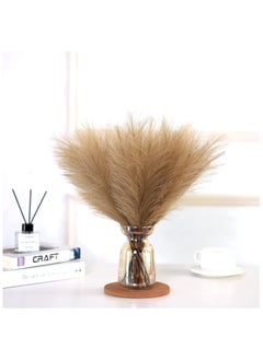 SPARK IT HOME Spark It Home 6 Pieces Fluffy Faux Pampas Grass Artificial Pampas Branches Stems Plants, Vase Filler for Home, Wedding Boho Decor Flower Arrangement 45 cm/17 inches (Beige Taupe Brown)  - Image 1