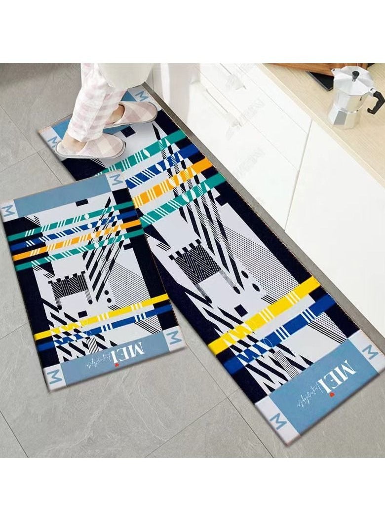 2 PCS Set Large Kitchen Mats With Thick Non Slip Bottom For Kitchen Floor With Beautiful Design (50×80CM And 50×160CM)