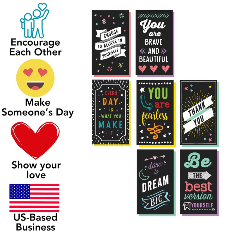 Iconikal 200-Count Inspirational, Motivational Sayings 3.5x2-inch Mini Quote Cards, Blank Back Give Gratitude, Appreciation, Kindness & Encouragement - Image 3