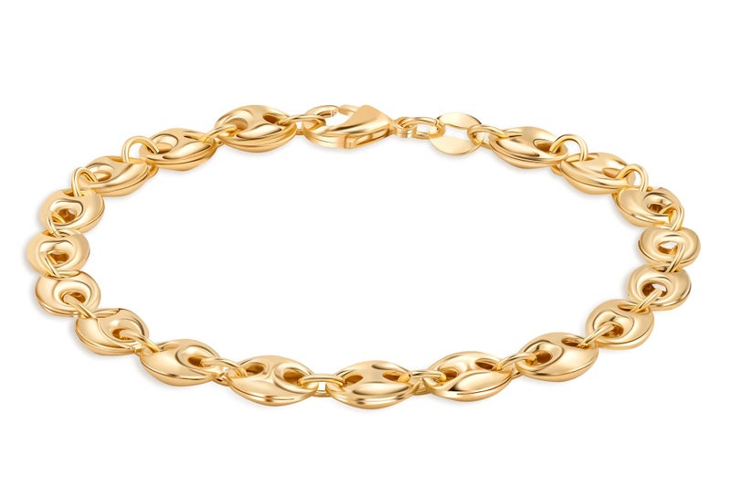 Barzel 18K Gold Plated Puff Mariner Bracelet, 7.5 Inches - Made In Brazil - Image 1