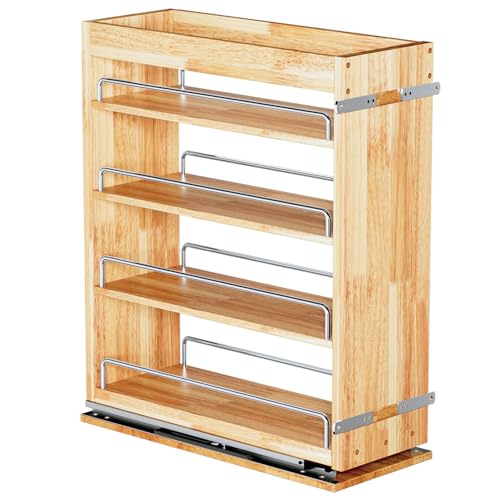 OCG 4 Tier Pull Out Spice Rack Holder Shelves (8" W x 22" D), spice organization for cabinet Storage Organization, pull out spice racks for inside cabinets - Image 1