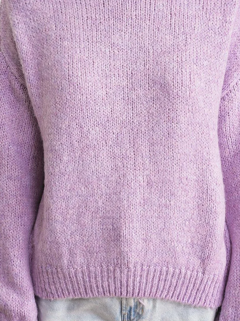 Mixray Lilac Purple Mixray Relaxed Fit Crew Neck Thick Knit Sweater for Women | Best Price UAE