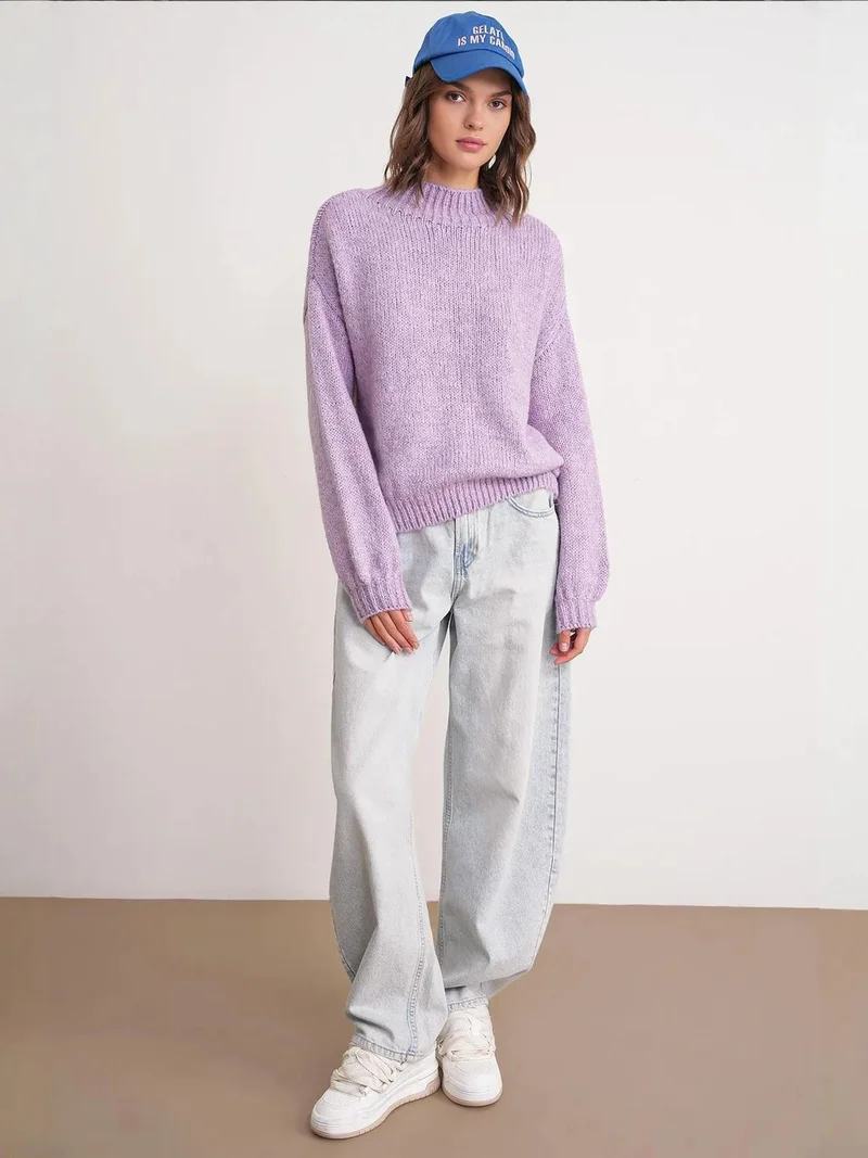 ميكسراي سترة سميكة محبوكة بياقة دائرية بقصة مريحة من ميكسراي