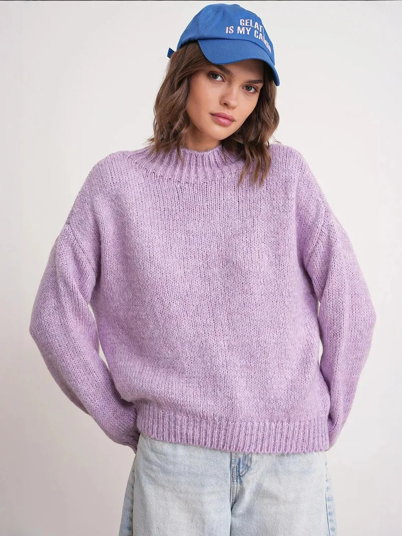 ميكسراي سترة سميكة محبوكة بياقة دائرية بقصة مريحة من ميكسراي