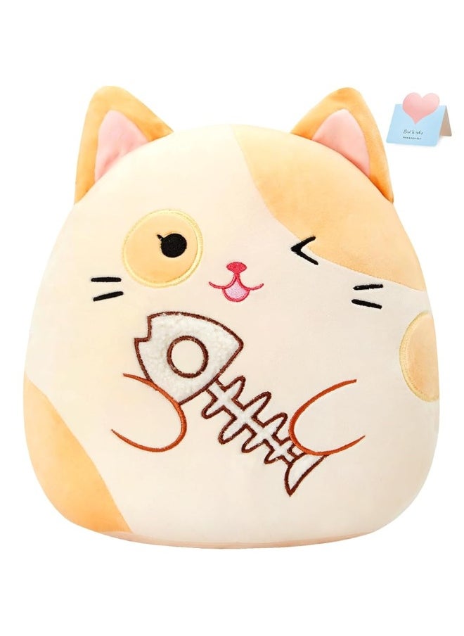 Houwsbaby - Houwsbaby 14â€ Cat Plush Pillow Cuddly Calico Cat Stuffed Animal Soft and Squishy Kitty Perfect Valentine's Day Gift for Kids, Babies, and Cat Lovers,Birthday,Christmas - Image 1