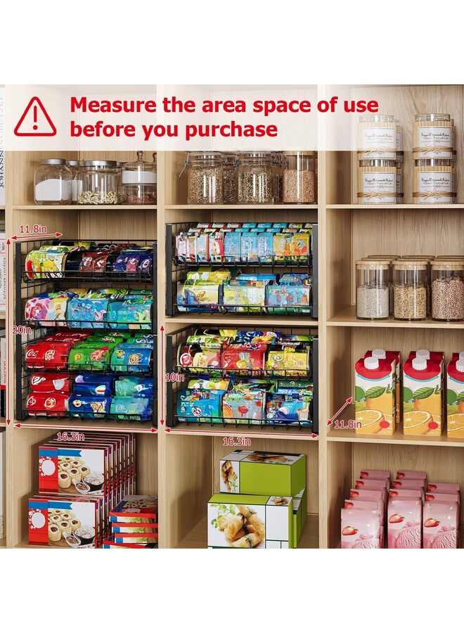 LAMAY 2-Tier Stackable Can Rack Organizer for Pantry, Adjustable Can Dispenser Holds Up to 62 Cans, Food Storage Holder for Various Ounces of Canned Food Soda Drinks, Black, 2 Pack - Image 2